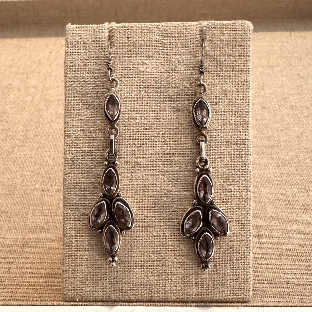 Vintage | Earrings  | Amethyst & Silver Drop Earrings